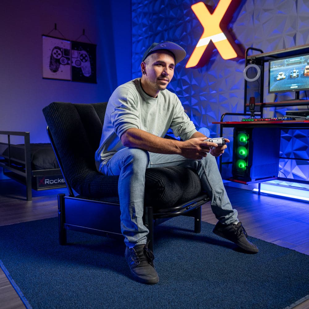 Convertible Battle Chair with Cushion, Grey - X Rocker