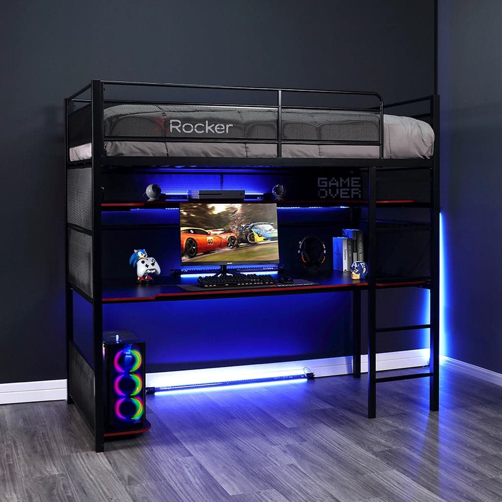BattleBunk Gaming Bunk Bed with Desk, Black - X Rocker