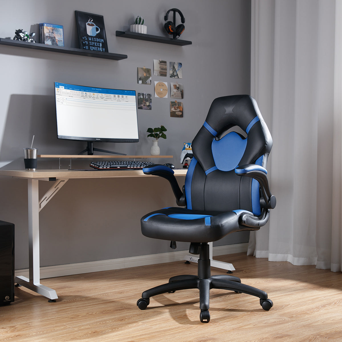 Venom PC Office Gaming Chair, Blue/Black - X Rocker
