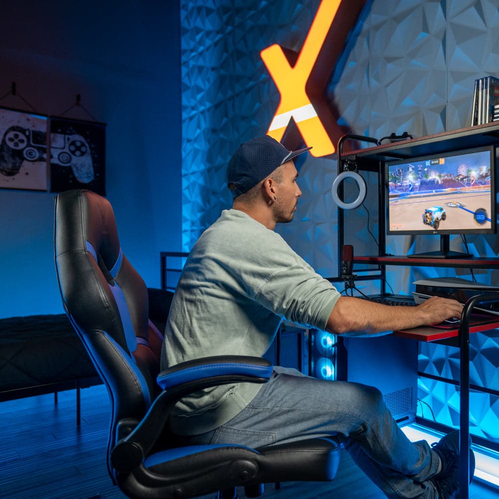 Venom PC Office Gaming Chair, Blue/Black - X Rocker